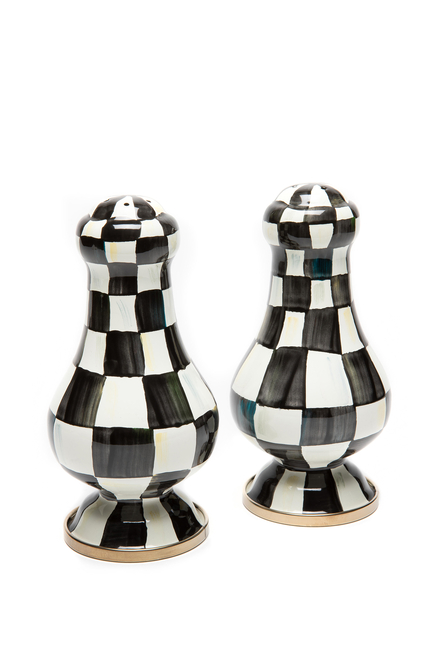 Courtly Check Enamel Large Salt And Pepper Shakers Set